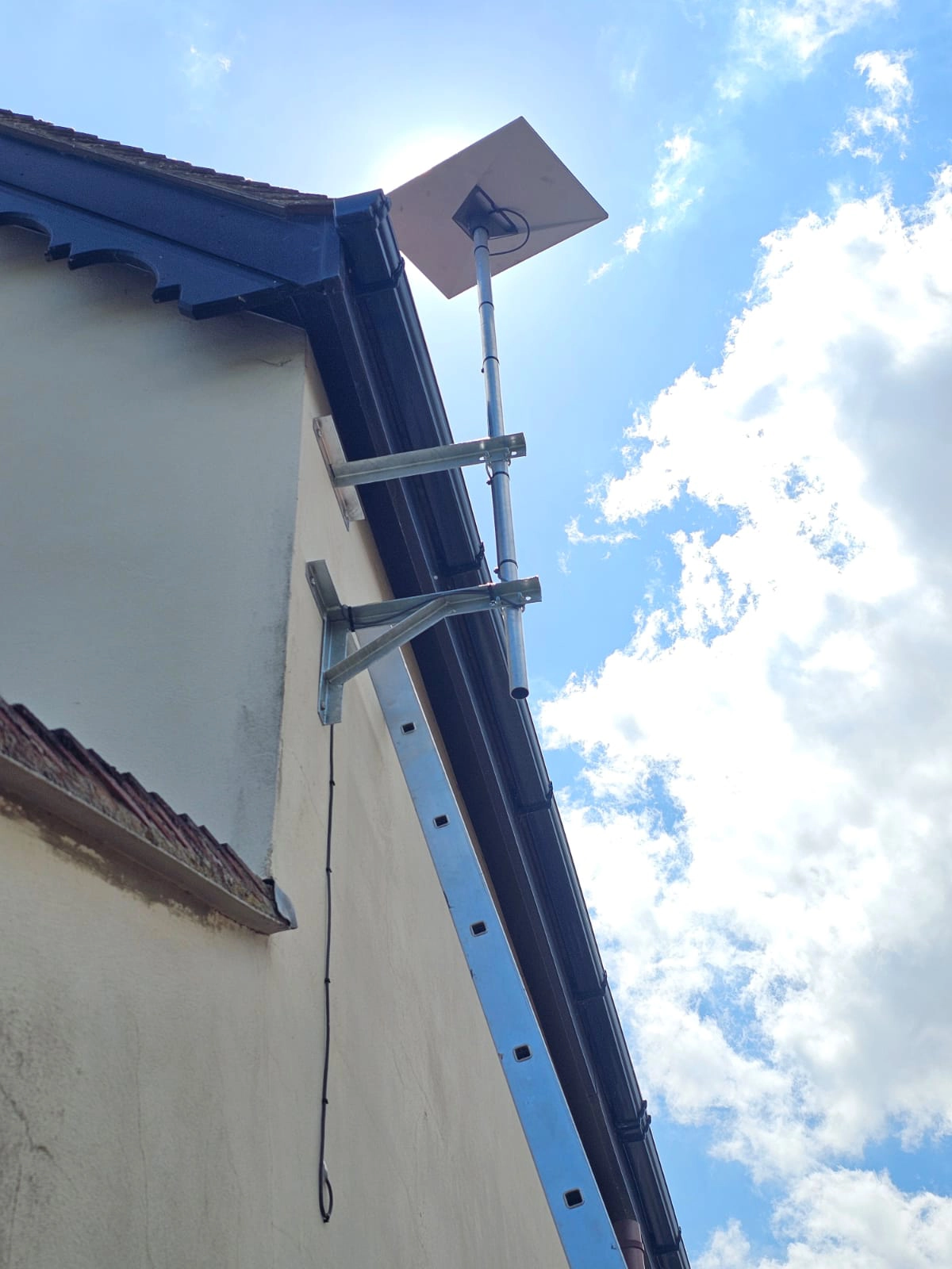 A professionally installed Starlink receiver.
